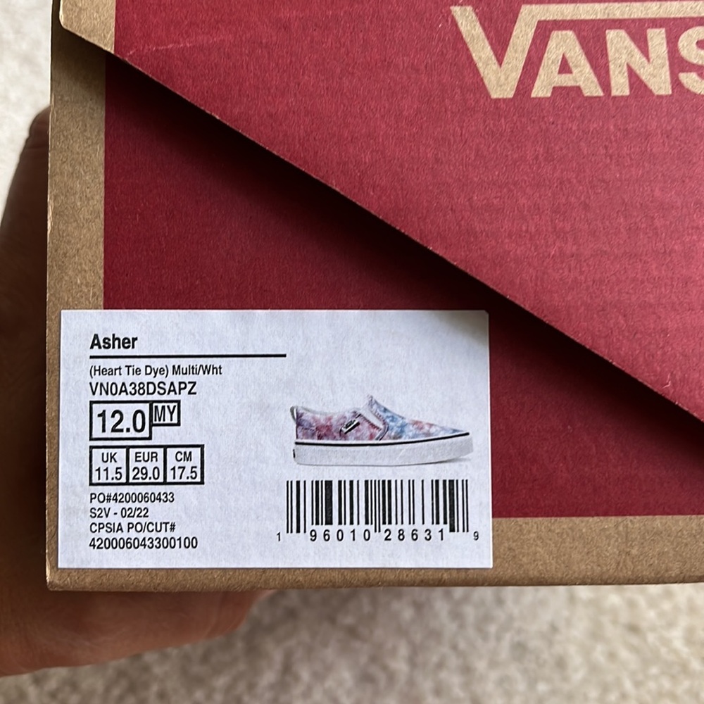 Vans Asher shoe - multi heart tie-dye- size 12 - Picture 4 of 5
